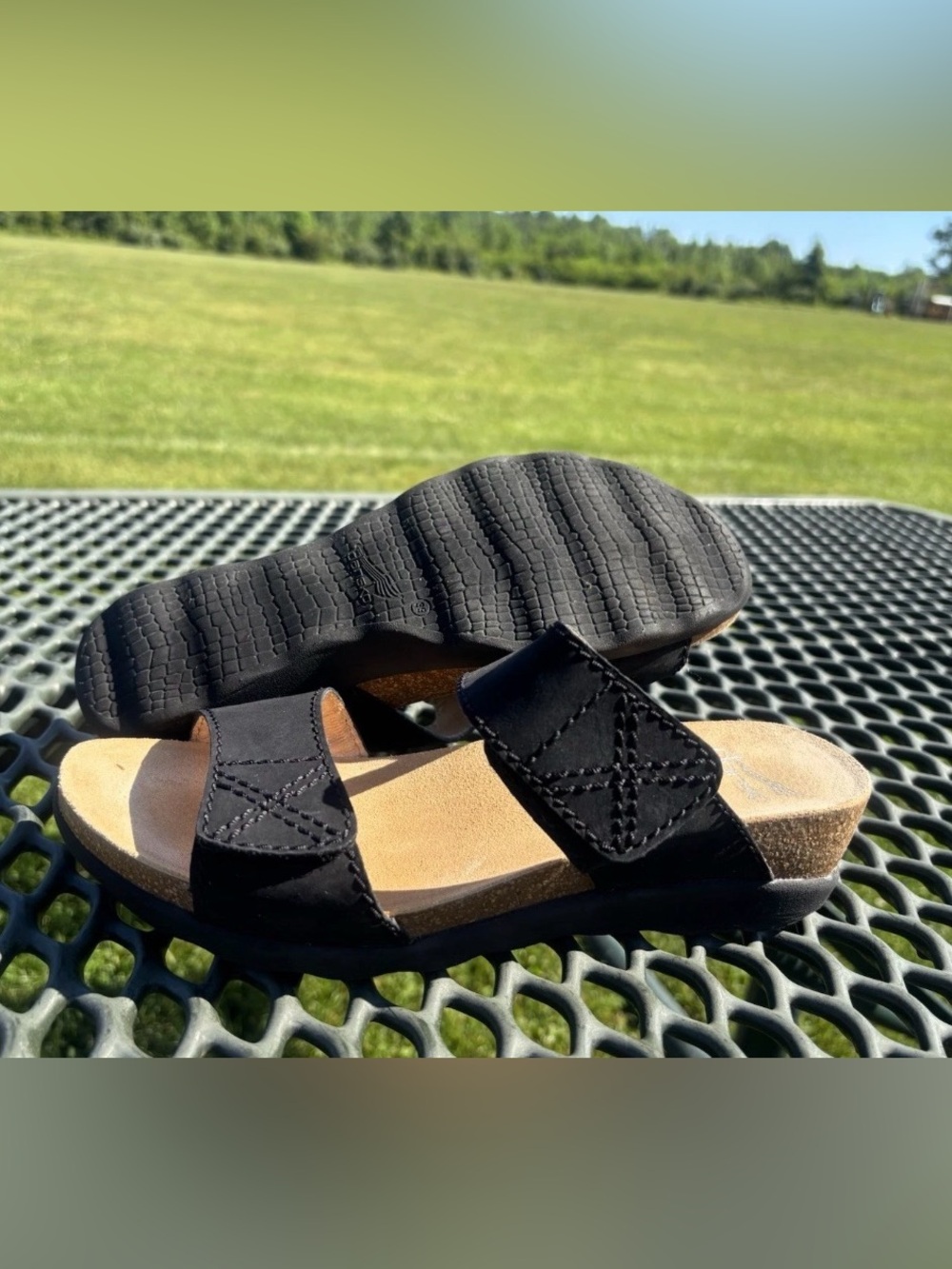 Dansko Maddy Two Strap Hook Loop Slip On Black Wedge Sandal EU 39 US 8.5-9